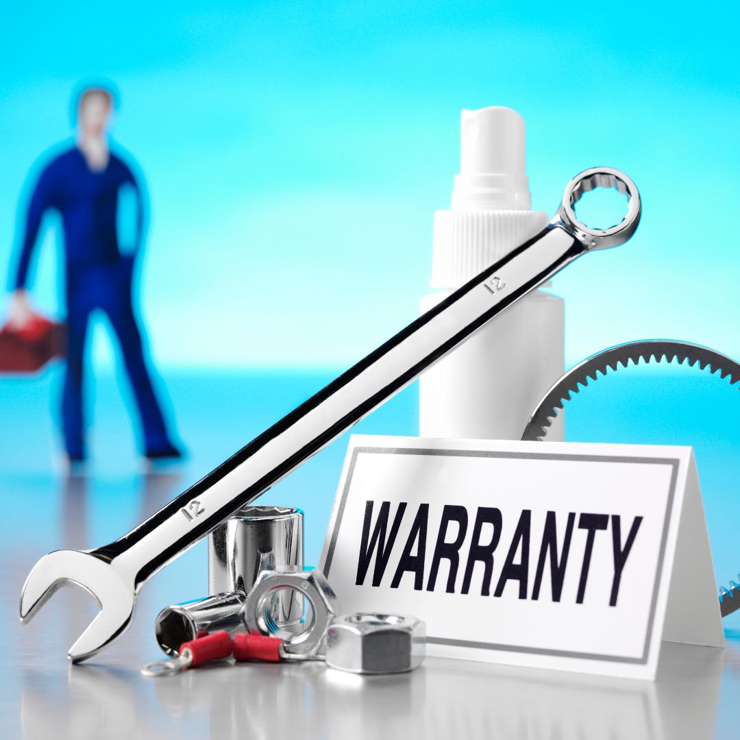 warranty sign with some tools